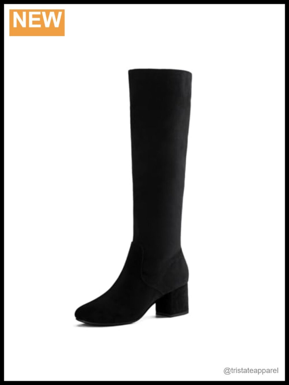 Knee High Boots Chunky Block Heel Faux Suede Round Toe Women's Footwear